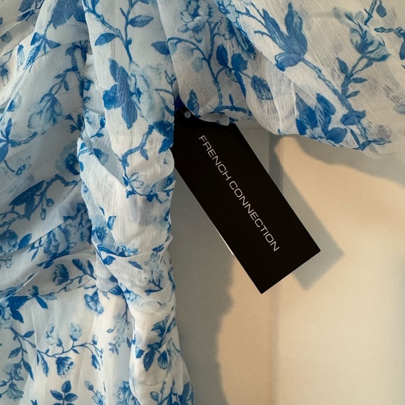 French Connection Catrina Blue and White Slit Midi Dress - Picture 14 of 14